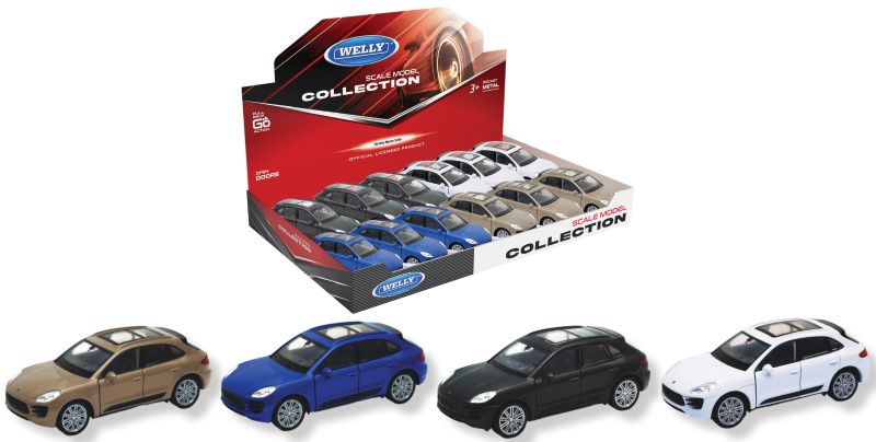 WELLY – Porche Macan Turbo – Modellino cm12  – c/pull-back and go In espo da 12pz (xcm) 4ass…x12…x48